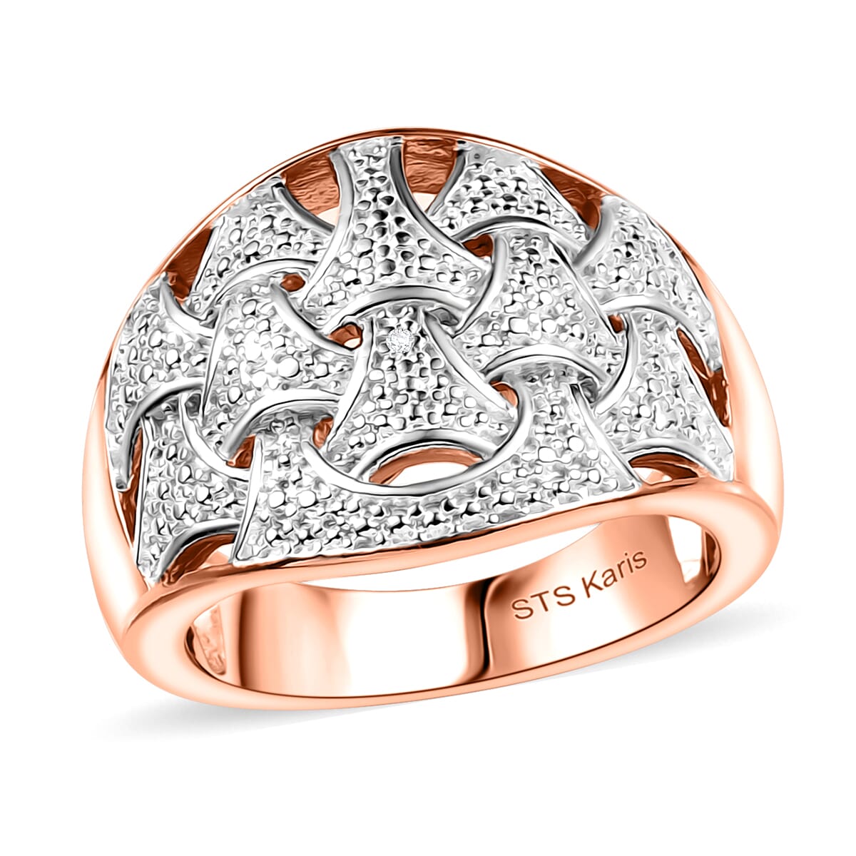 Karis Diamond Accent Fancy Ring in 18K RG Plated and Platinum Bond (Size 9.0) image number 0