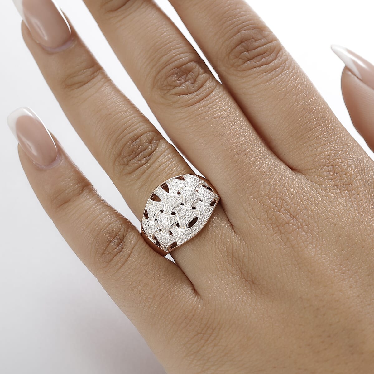 Karis Diamond Accent Fancy Ring in 18K RG Plated and Platinum Bond (Size 9.0) image number 2