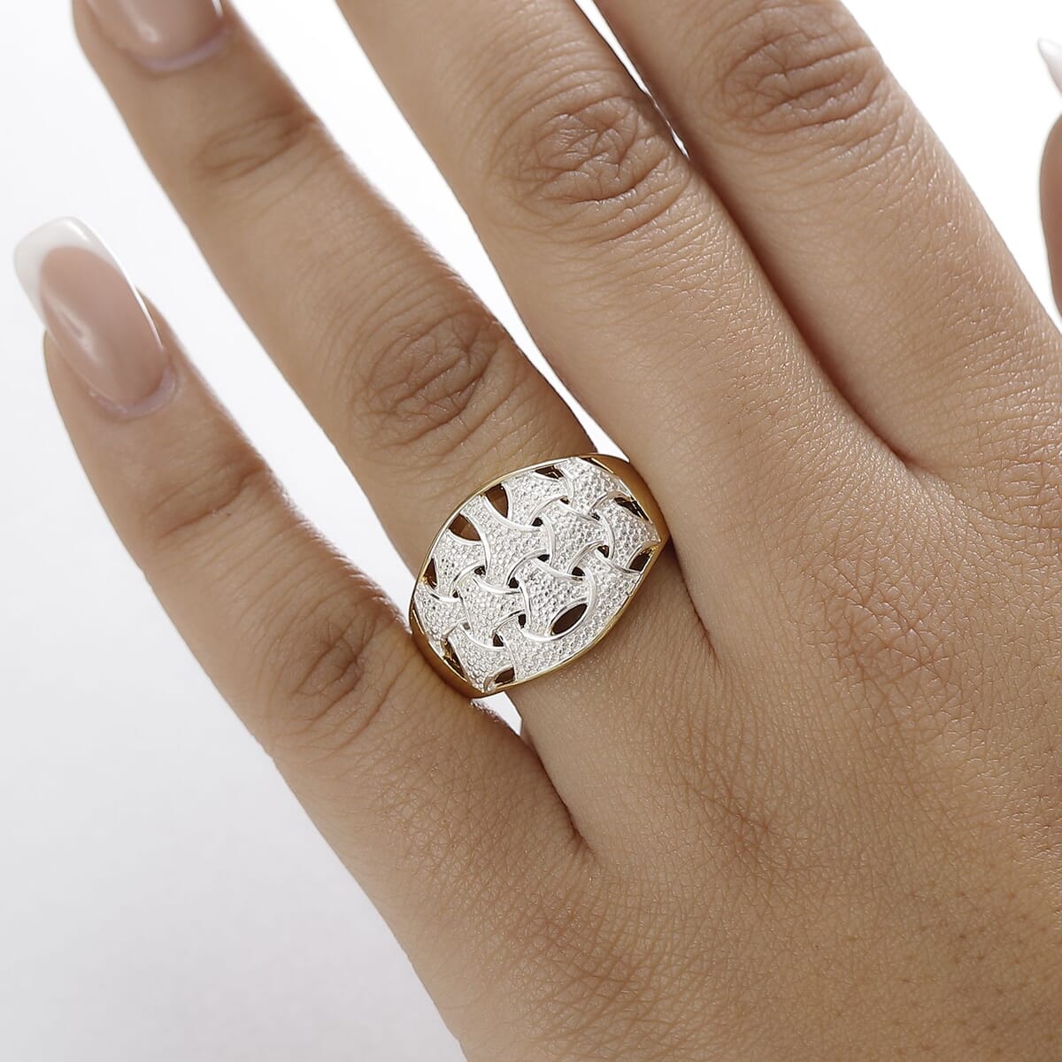 Karis Diamond Accent Fancy Ring in 18K YG Plated and Platinum Bond (Size 5.0) image number 2
