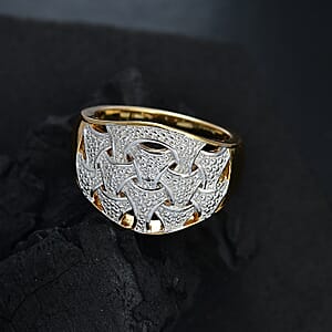 Karis Diamond Accent Fancy Ring in 18K YG Plated and Platinum Bond (Size 6.0)