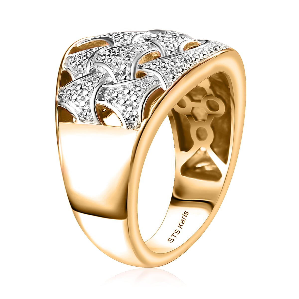 Karis Diamond Accent Fancy Ring in 18K YG Plated and Platinum Bond (Size 9.0) image number 3