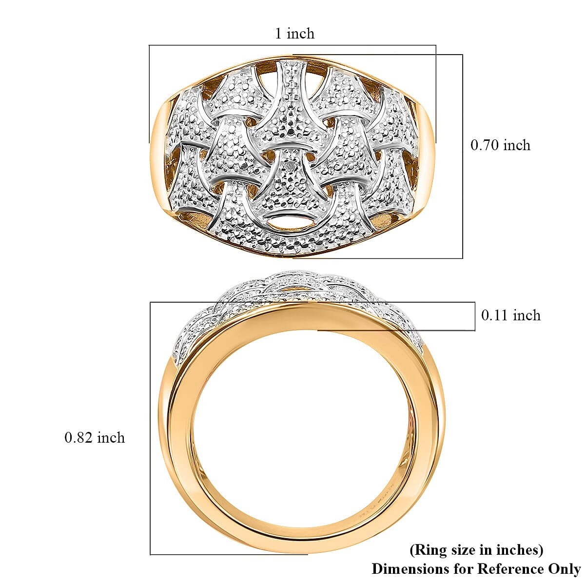 Karis Diamond Accent Fancy Ring in 18K YG Plated and Platinum Bond (Size 9.0) image number 5