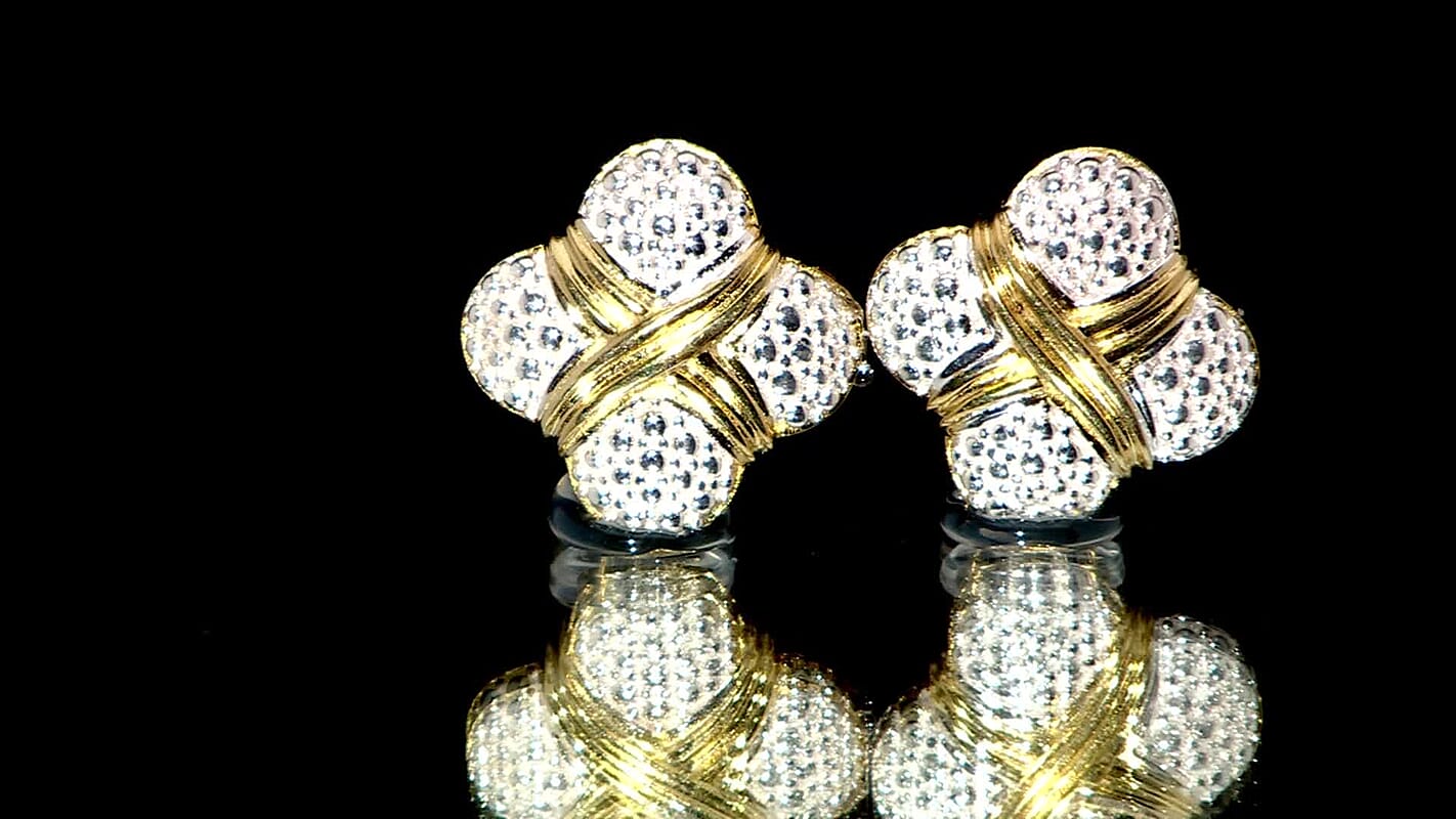 Karis Diamond Accent Fancy Stud Earrings in 18K YG Plated and Platinum Bond