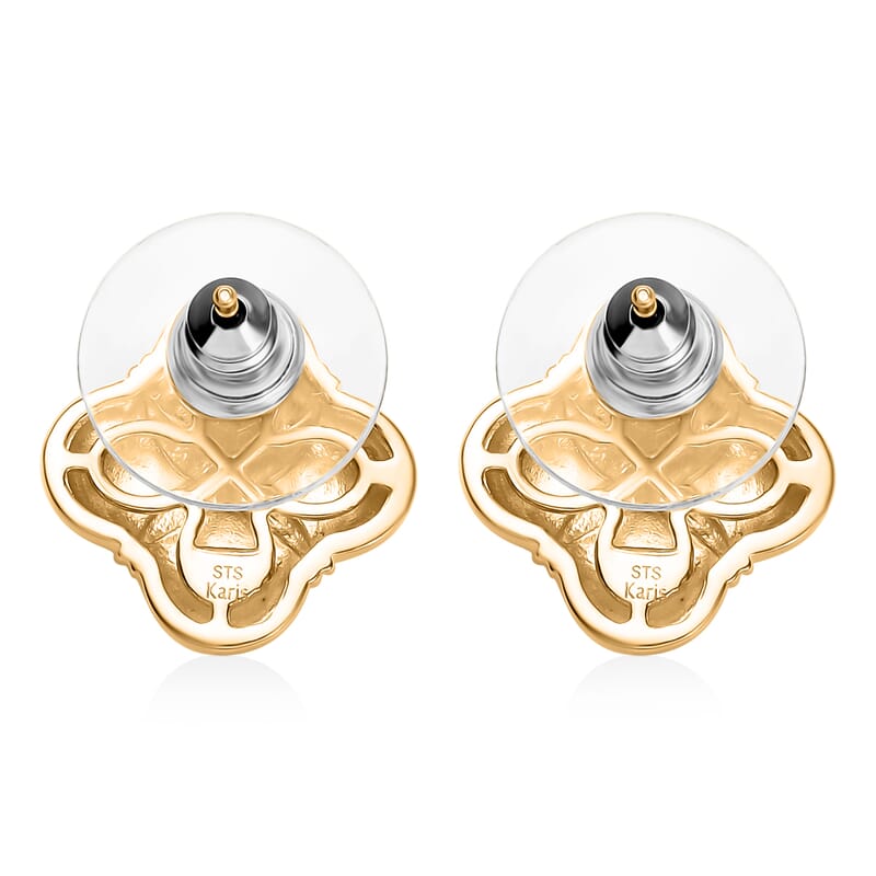 Karis Diamond Accent Fancy Stud Earrings in 18K YG Plated and Platinum Bond