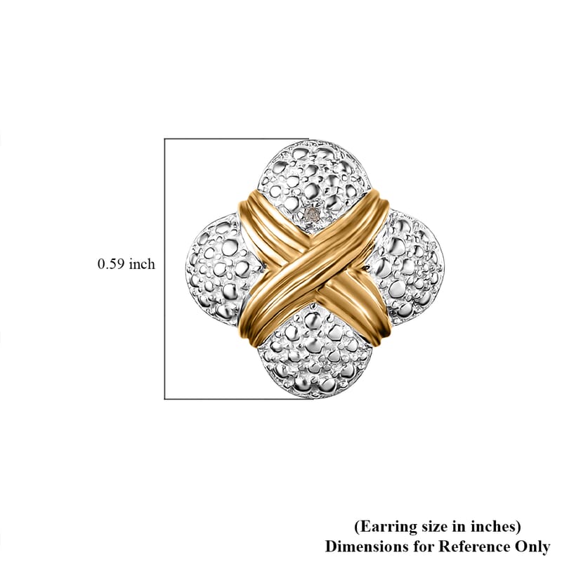 Karis Diamond Accent Fancy Stud Earrings in 18K YG Plated and Platinum Bond