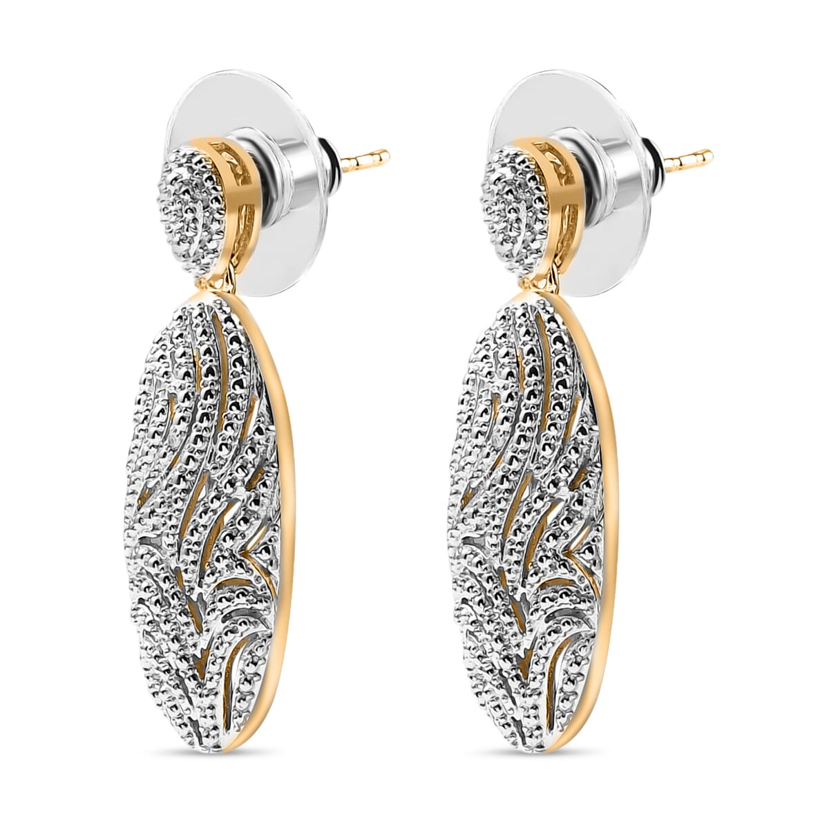 Karis Diamond Accent Oval Shape Earrings in 18K YG Plated and Platinum Bond image number 3