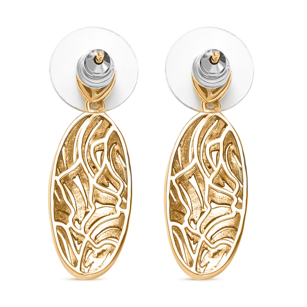 Karis Diamond Accent Oval Shape Earrings in 18K YG Plated and Platinum Bond image number 4