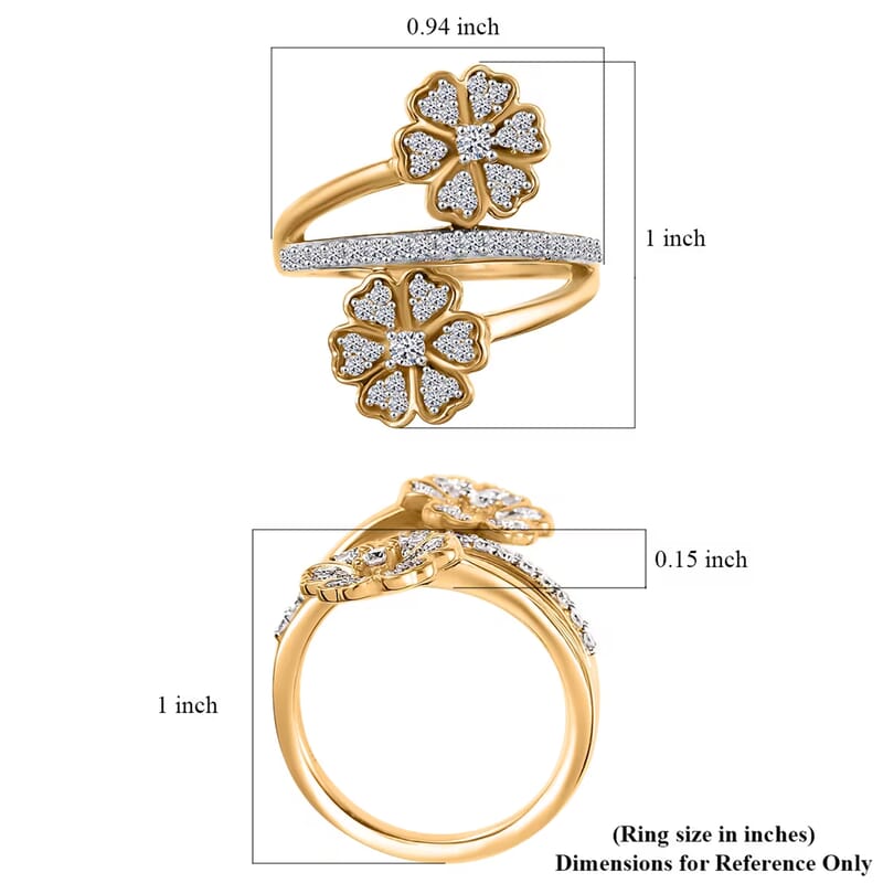 Luxuriant Lab Grown Diamond G-H, SI 0.50 ctw Blooming Flower Ring in 18K Vermeil Yellow Gold Over Sterling Silver (Size 10.0)