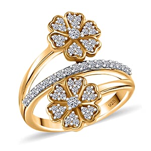 Luxuriant Lab Grown Diamond G-H, SI 0.50 ctw Blooming Flower Ring in 18K Vermeil Yellow Gold Over Sterling Silver (Size 8.0)