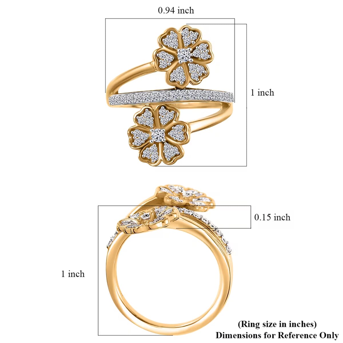 Luxuriant Lab Grown Diamond G-H, SI 0.50 ctw Blooming Flower Ring in 18K Vermeil Yellow Gold Over Sterling Silver (Size 8.0) image number 7