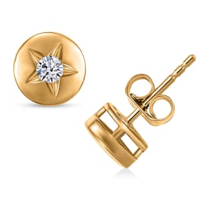 Luxuriant Lab Grown Diamond G-H, SI 0.20 ctw Celestial Stud Earring in 18K Vermeil Yellow Gold Over Sterling Silver