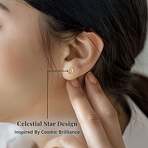 Luxuriant Lab Grown Diamond G-H, SI 0.20 ctw Celestial Stud Earring in 18K Vermeil Yellow Gold Over Sterling Silver (Del. In 10-12 Days)