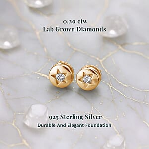 Luxuriant Lab Grown Diamond G-H, SI 0.20 ctw Celestial Stud Earring in 18K Vermeil Yellow Gold Over Sterling Silver (Del. In 10-12 Days)