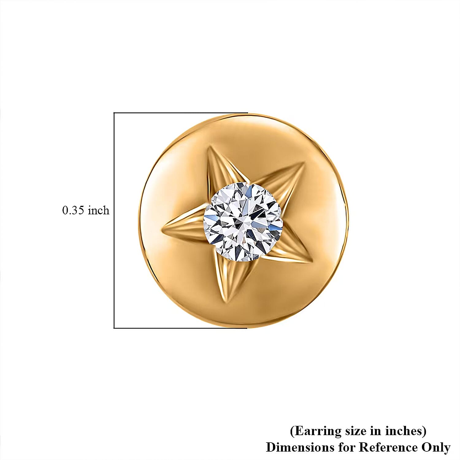 Luxuriant Lab Grown Diamond G-H, SI 0.20 ctw Celestial Stud Earring in 18K Vermeil Yellow Gold Over Sterling Silver