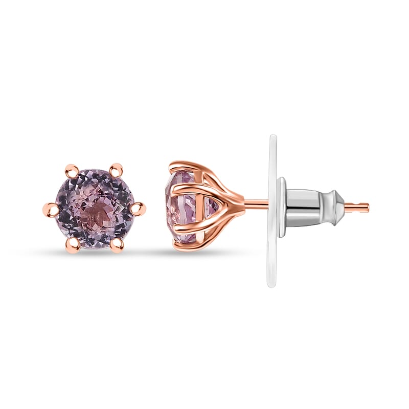 D'Joy Premium Martha Rocha Kunzite 2.25 ctw Stud Earrings in 18K Vermeil Rose Gold Over Sterling Silver