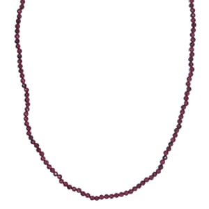 Mozambique Garnet 50.00 ctw Beaded Necklace in Stainless Steel 20 Inches