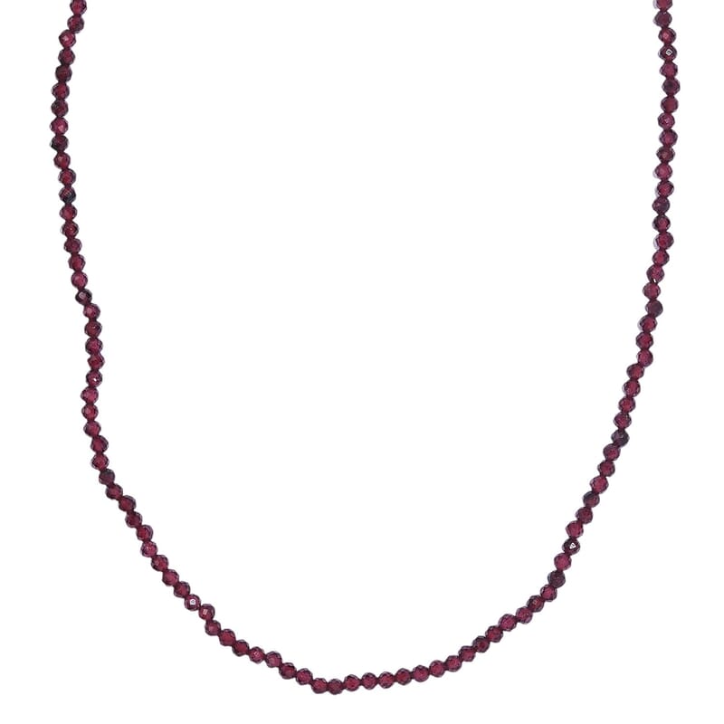 Mozambique Garnet 50.00 ctw Beaded Necklace in Stainless Steel 20 Inches