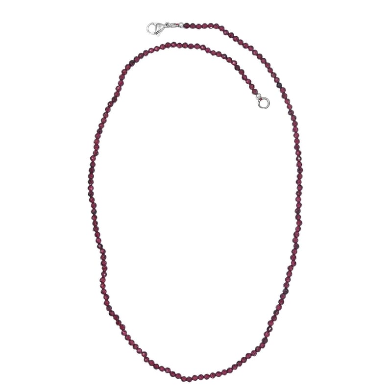 Mozambique Garnet 50.00 ctw Beaded Necklace in Stainless Steel 20 Inches