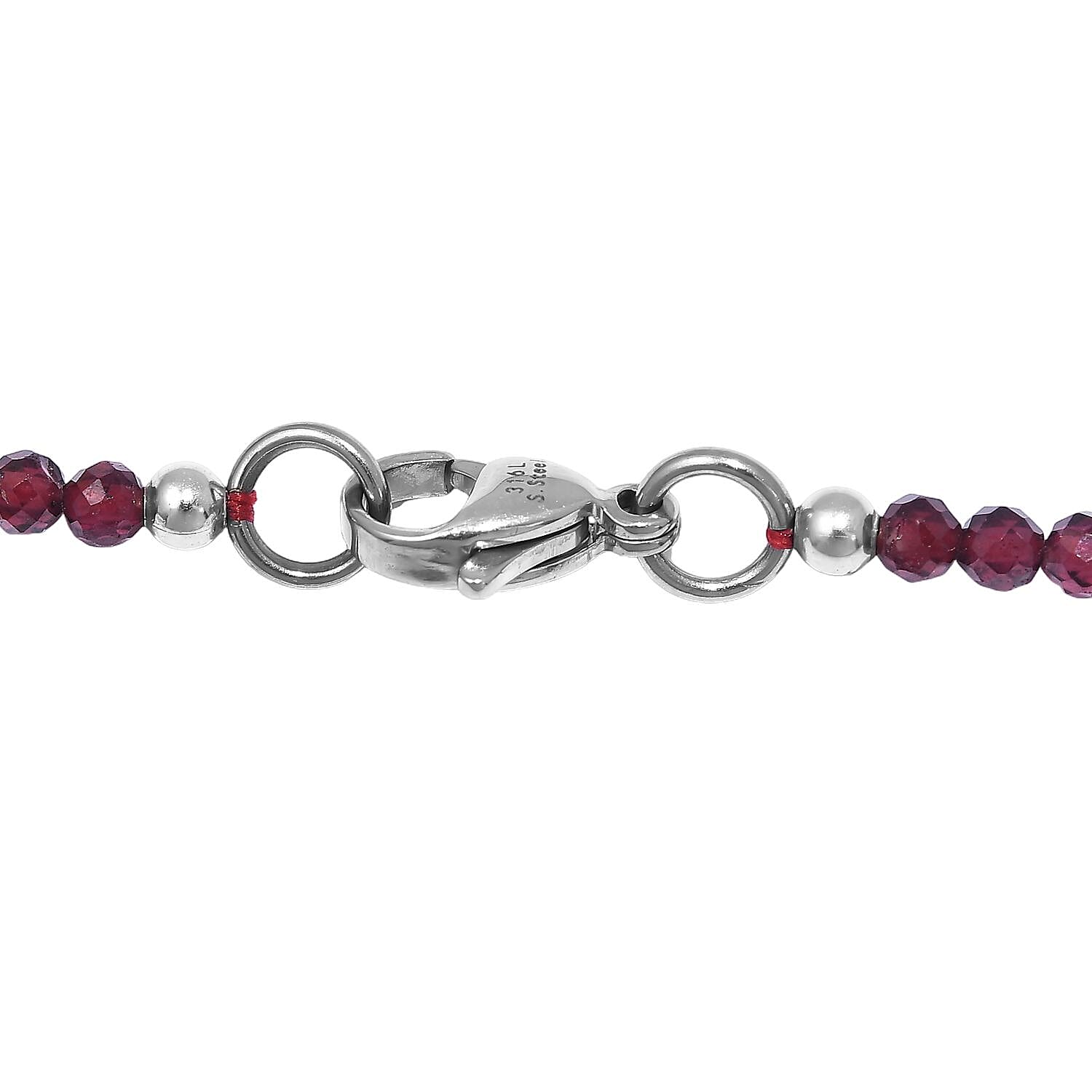 Mozambique Garnet 50.00 ctw Beaded Necklace in Stainless Steel 20 Inches