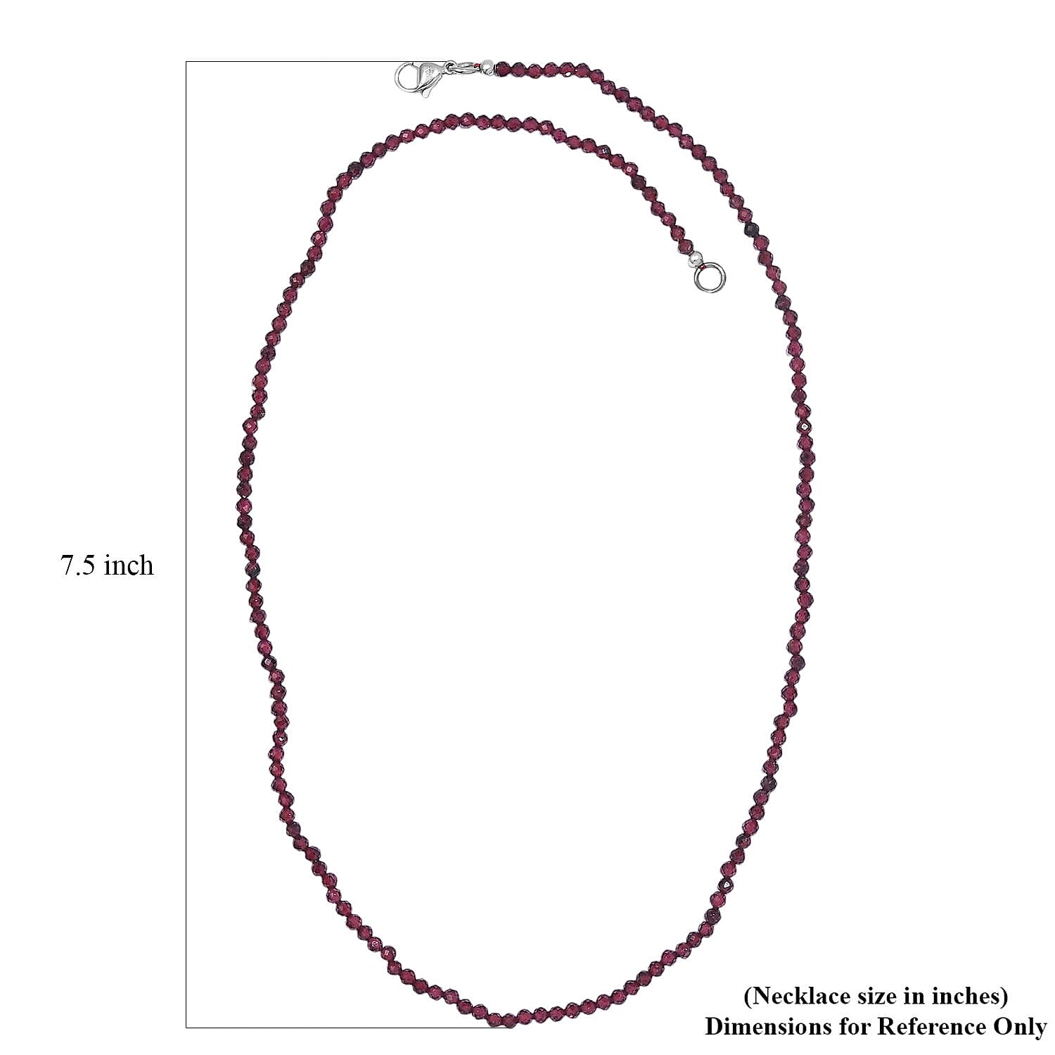 Mozambique Garnet 50.00 ctw Beaded Necklace in Stainless Steel 20 Inches