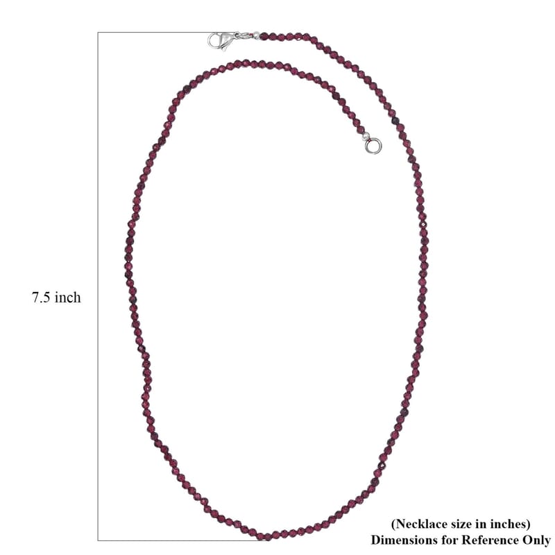 Mozambique Garnet 50.00 ctw Beaded Necklace in Stainless Steel 20 Inches