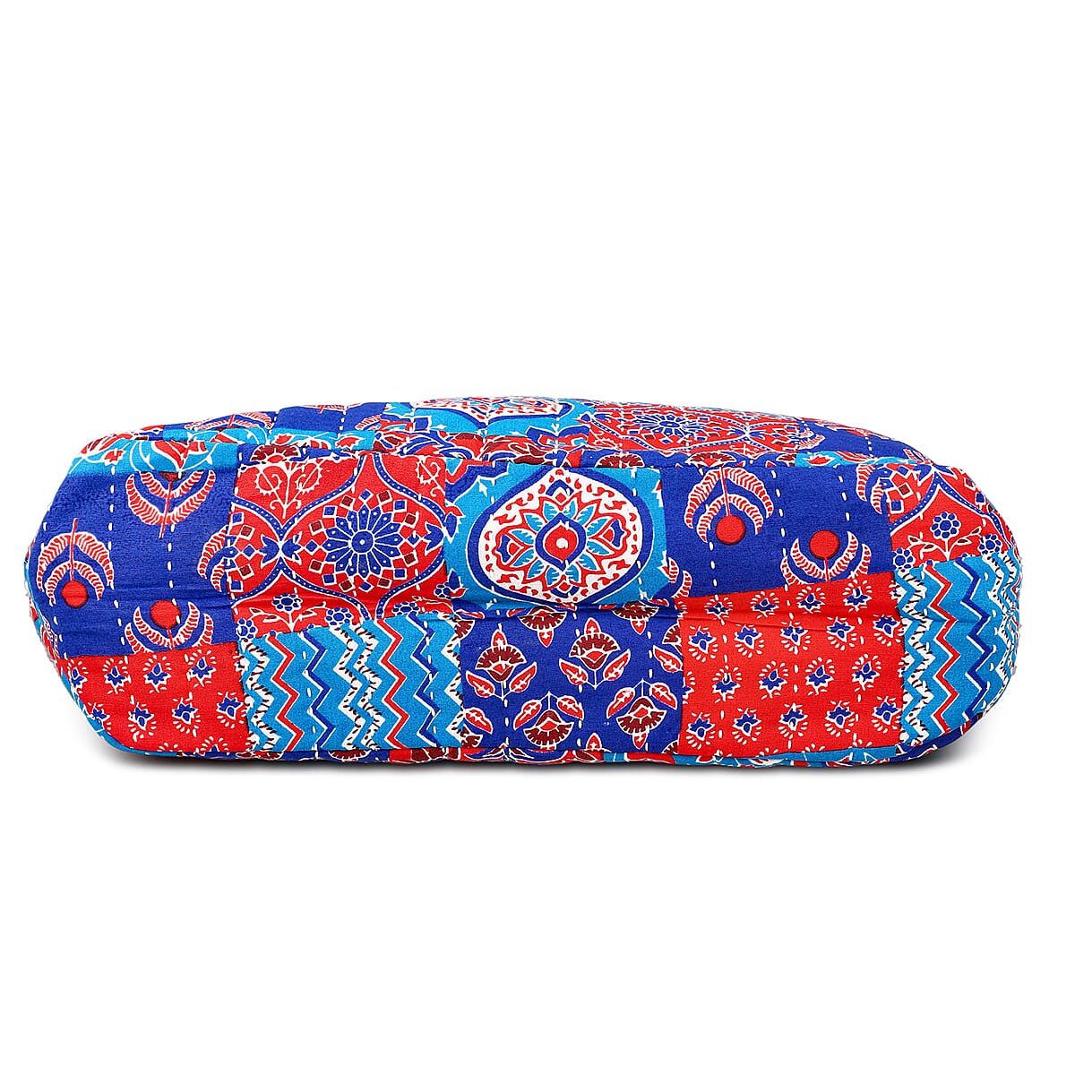 Multi Color Block Pattern Hand Stitched Kantha Cotton Tote Bag image number 5