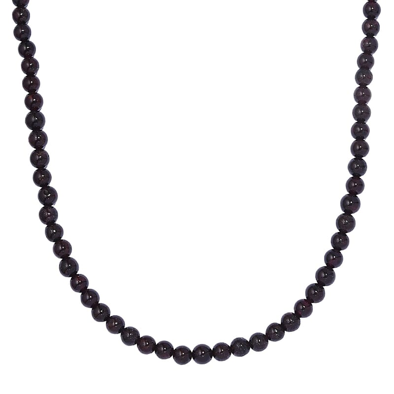 Mozambique Garnet 150.00 ctw Beaded Necklace in Stainless Steel 18-20 Inches