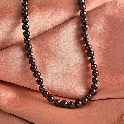 Mozambique Garnet 150.00 ctw Beaded Necklace in Stainless Steel 18-20 Inches