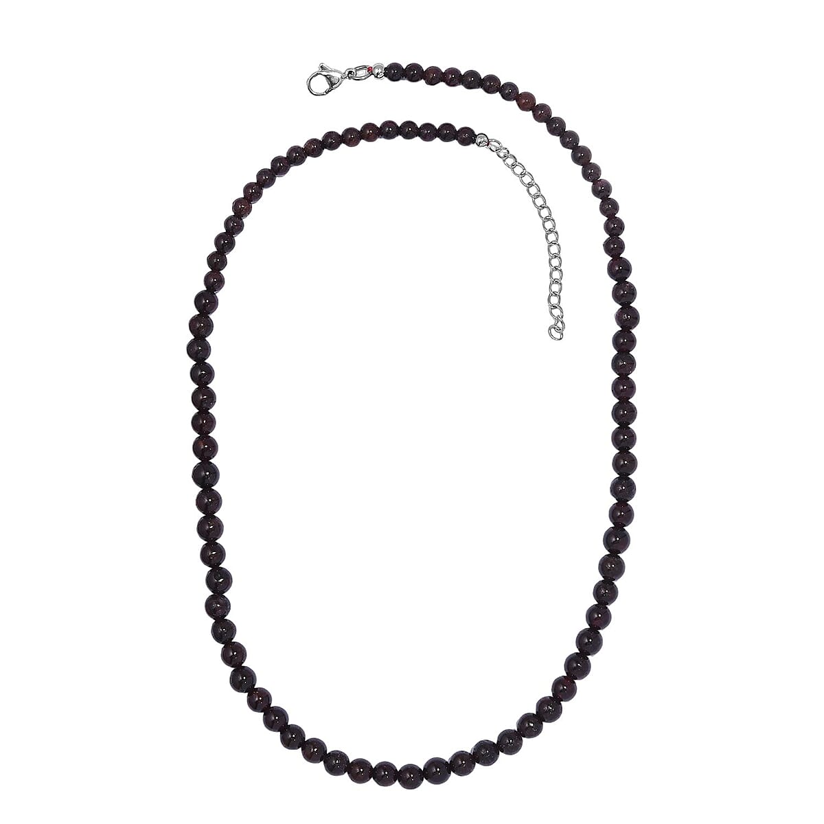 Mozambique Garnet 150.00 ctw Beaded Necklace in Stainless Steel 18-20 Inches image number 3