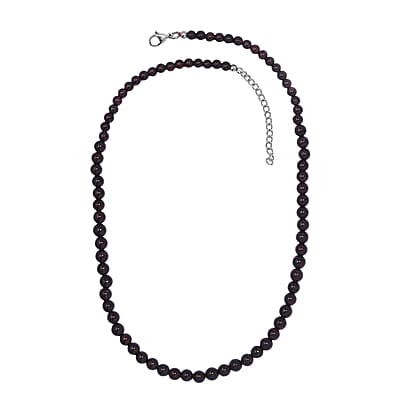 Mozambique Garnet 150.00 ctw Beaded Necklace in Stainless Steel 18-20 Inches