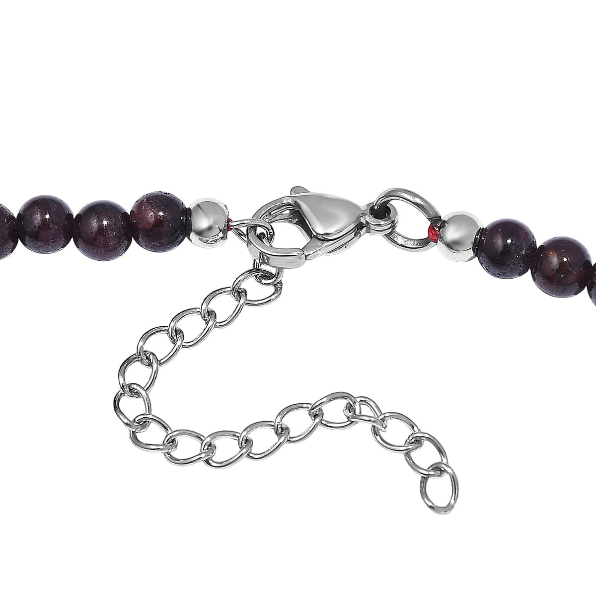 Mozambique Garnet 150.00 ctw Beaded Necklace in Stainless Steel 18-20 Inches image number 4