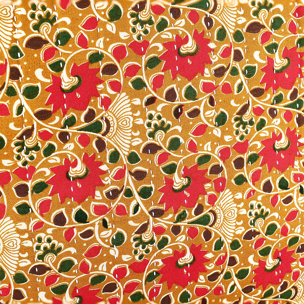 Red Natural Vine Pattern Hand Stitched Kantha Cotton Tote Bag image number 8