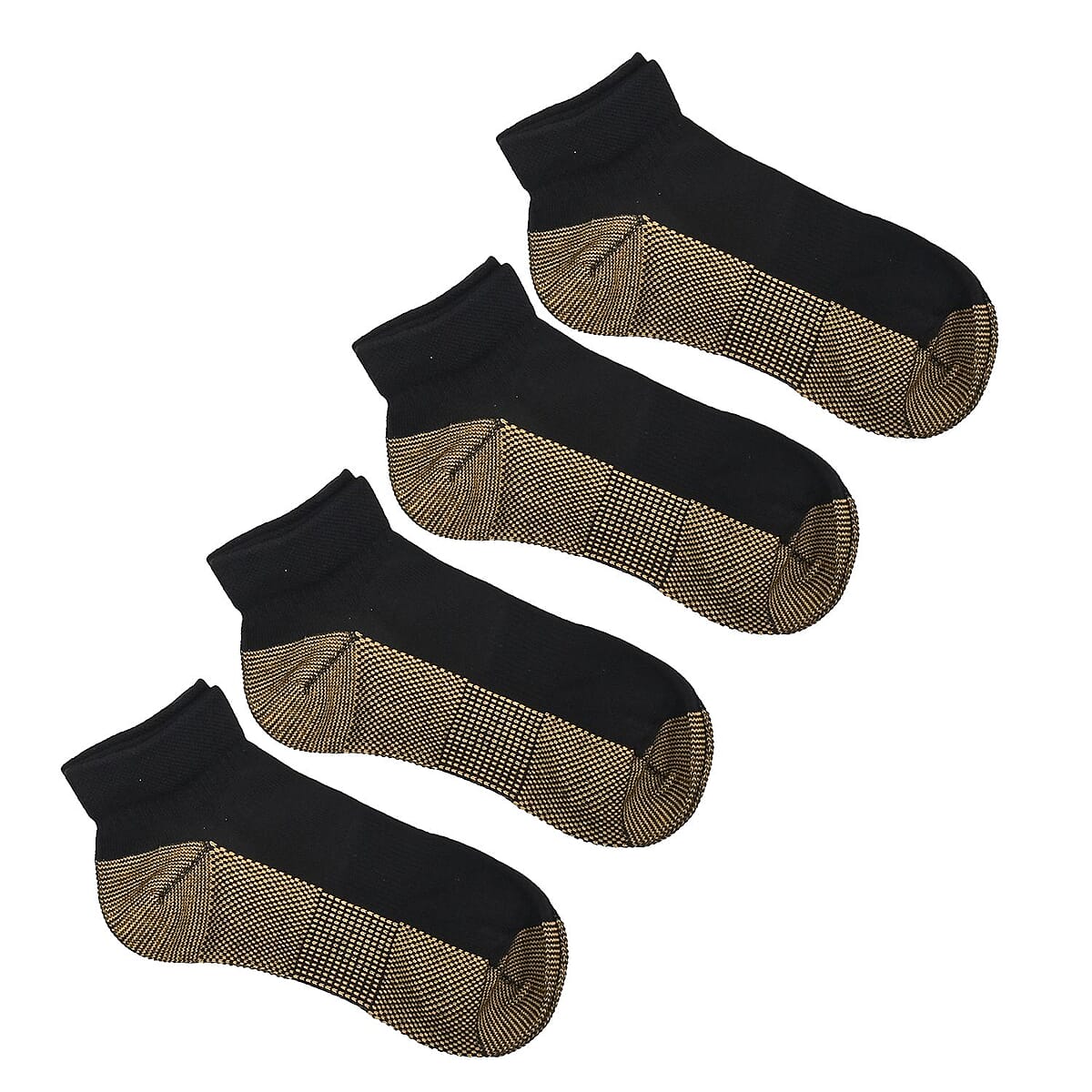 Set of 4 Pairs Copper Infused Compression No-Show Socks - Black (L/XL) image number 1