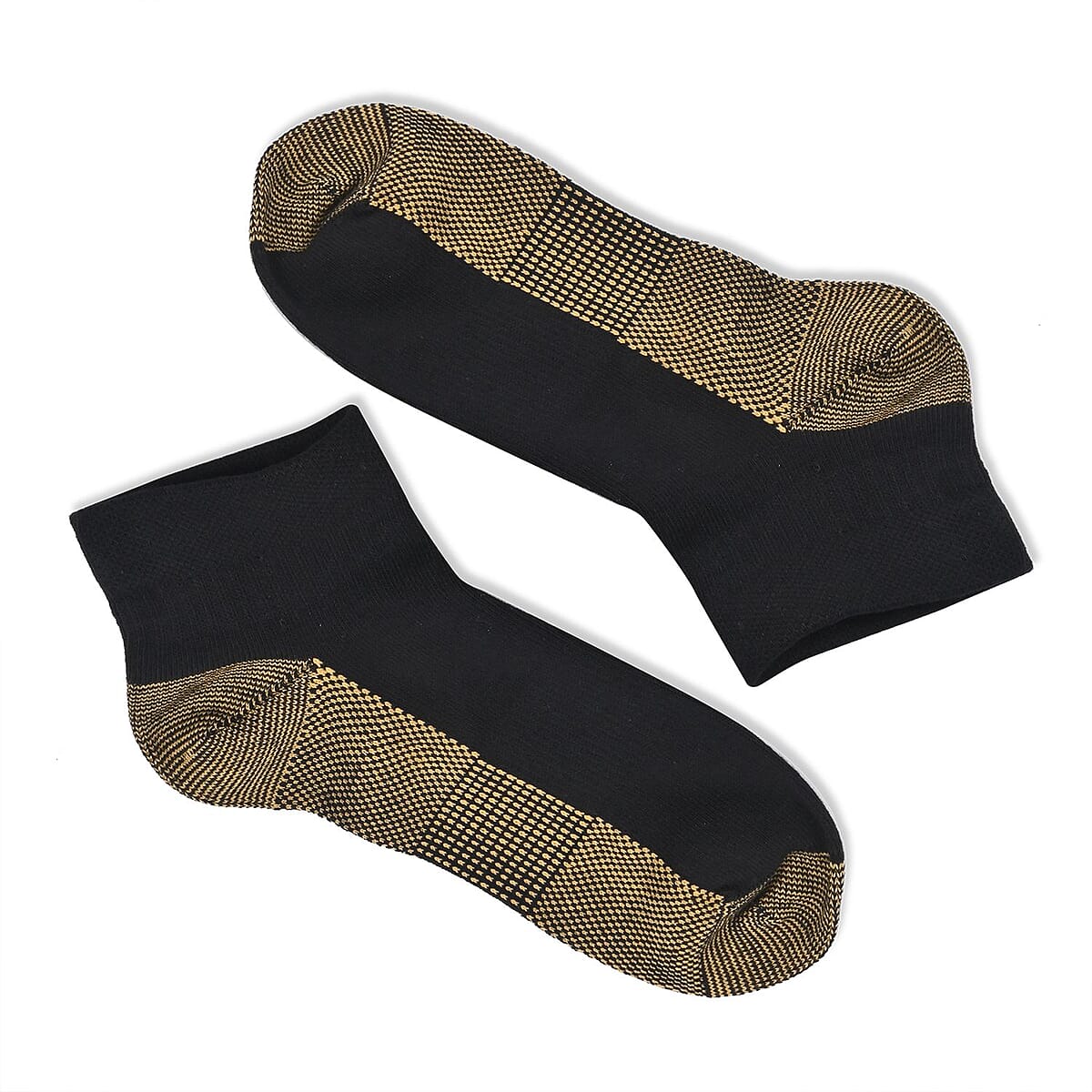 Set of 4 Pairs Copper Infused Compression No-Show Socks - Black (L/XL) image number 2