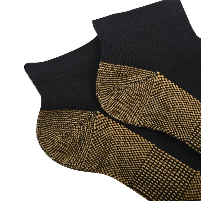 Set of 4 Pairs Copper Infused Compression No-Show Socks - Black (L/XL)