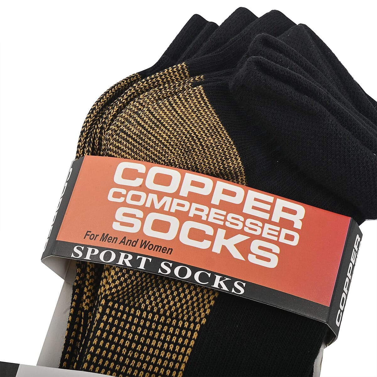 Set of 4 Pairs Copper Infused Compression No-Show Socks - Black (L/XL) image number 4