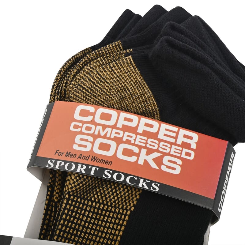 Set of 4 Pairs Copper Infused Compression No-Show Socks - Black (L/XL)