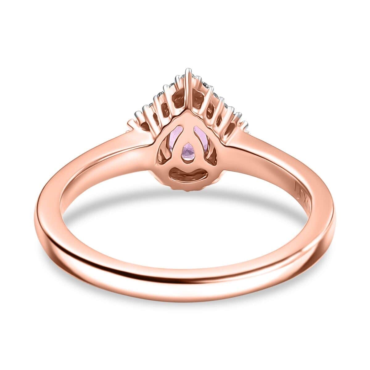 Luxoro 10K Rose Gold AAA Madagascar Purple Sapphire, Diamond (G-H, I2) Halo Ring (Size 8.5) 0.90 ctw image number 4