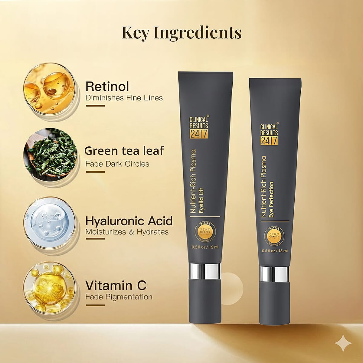 Clinical Results 24/7 Nutrient-Rich Plasma Eye Perfection & Eyelid Lift Duo (2x.5oz) Made in US image number 3