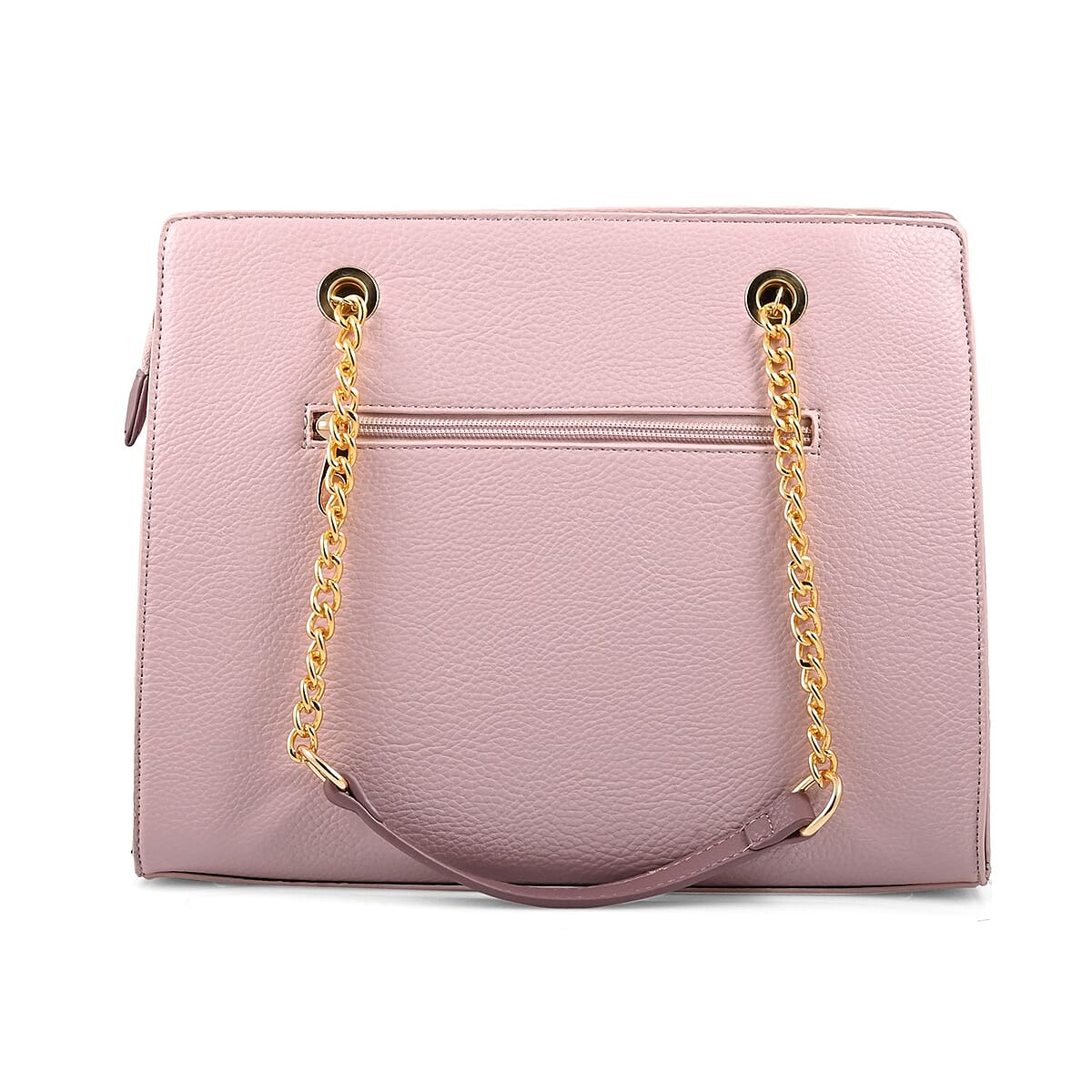 Gloria Vanderbilt Mauve Faux Leather Satchel Bag with Chain Strap image number 0