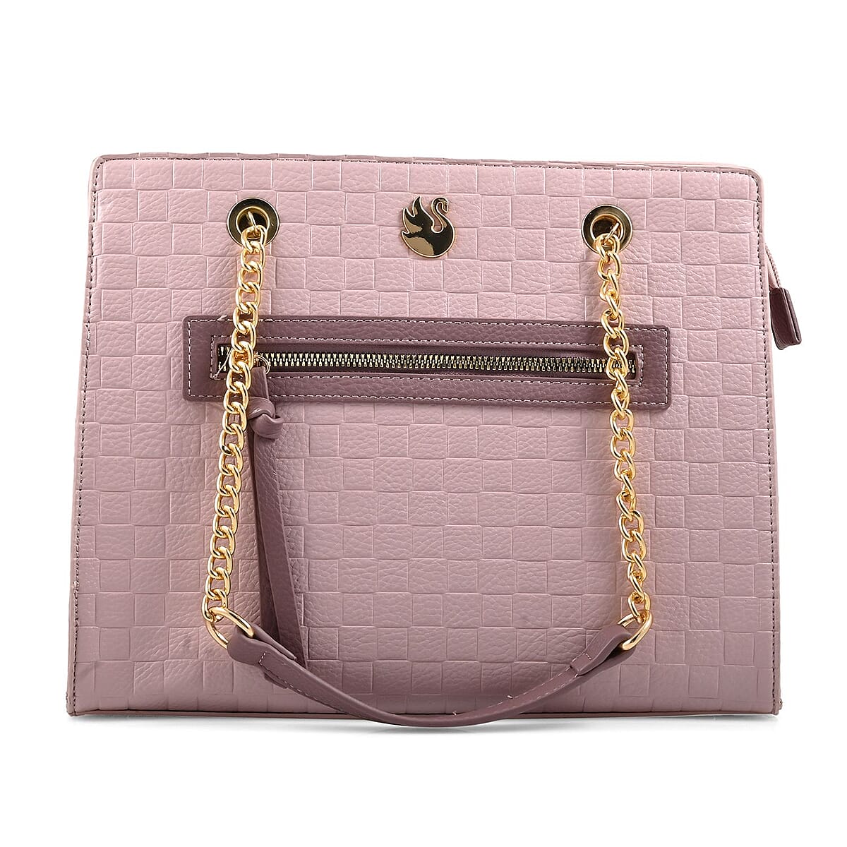 Gloria Vanderbilt Mauve Faux Leather Satchel Bag with Chain Strap image number 2