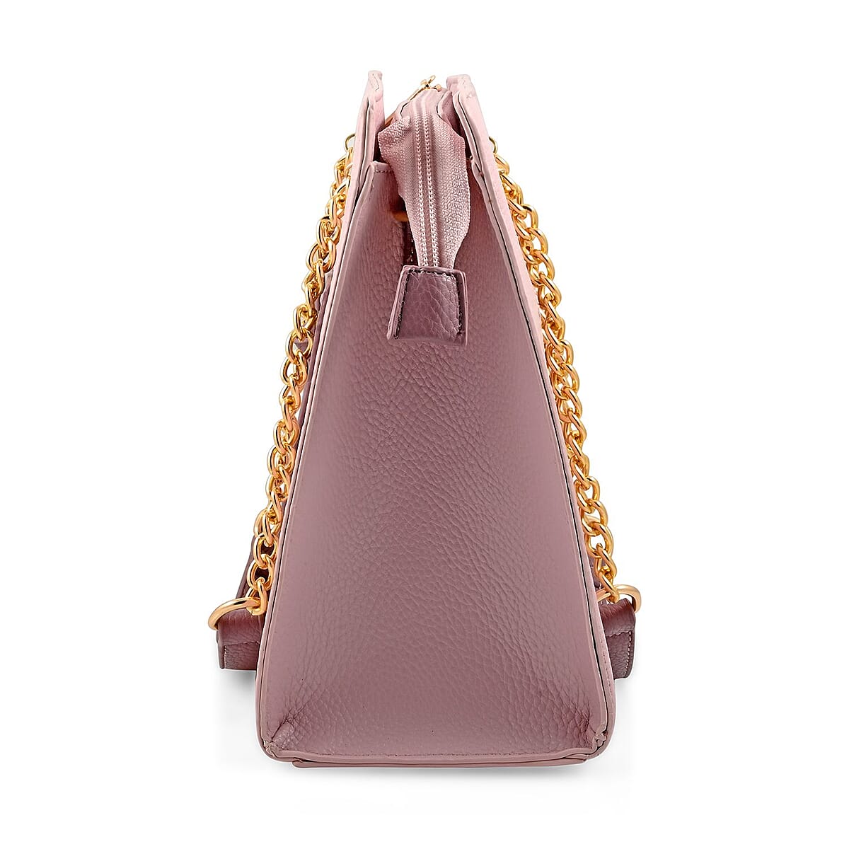 Gloria Vanderbilt Mauve Faux Leather Satchel Bag with Chain Strap image number 3