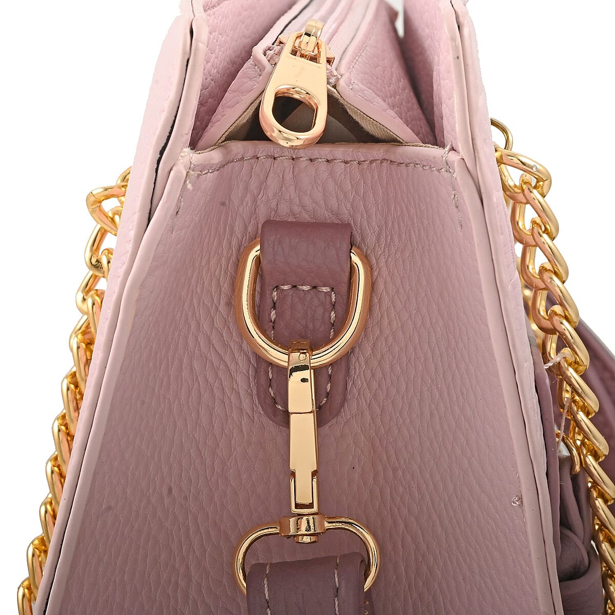 Gloria Vanderbilt Mauve Faux Leather Satchel Bag with Chain Strap image number 5