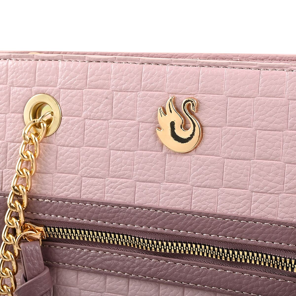 Gloria Vanderbilt Mauve Faux Leather Satchel Bag with Chain Strap image number 6