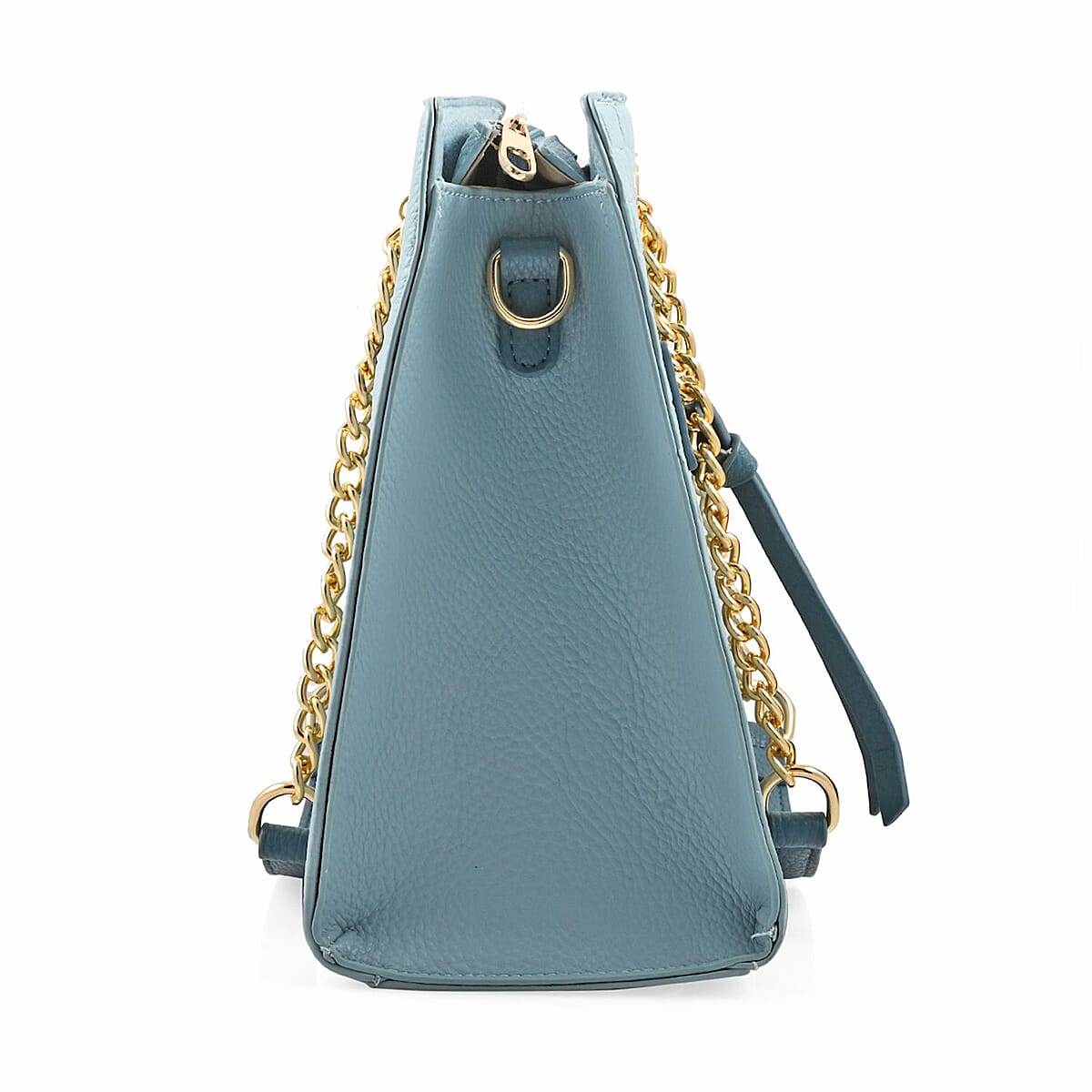 Gloria Vanderbilt Denim Grey Faux Leather Satchel Bag with Chain Strap image number 3