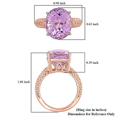Certified and Appraised Luxoro AAA Martha Rocha Kunzite Solitaire Ring in 10K Rose Gold 10.65 ctw (Size 10.0)