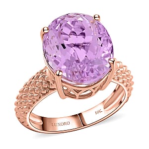 Certified & Appraised Luxoro AAA Martha Rocha Kunzite 10.65 ctw Solitaire Ring in 10K Rose Gold (Size 5.0) 4.33 Grams