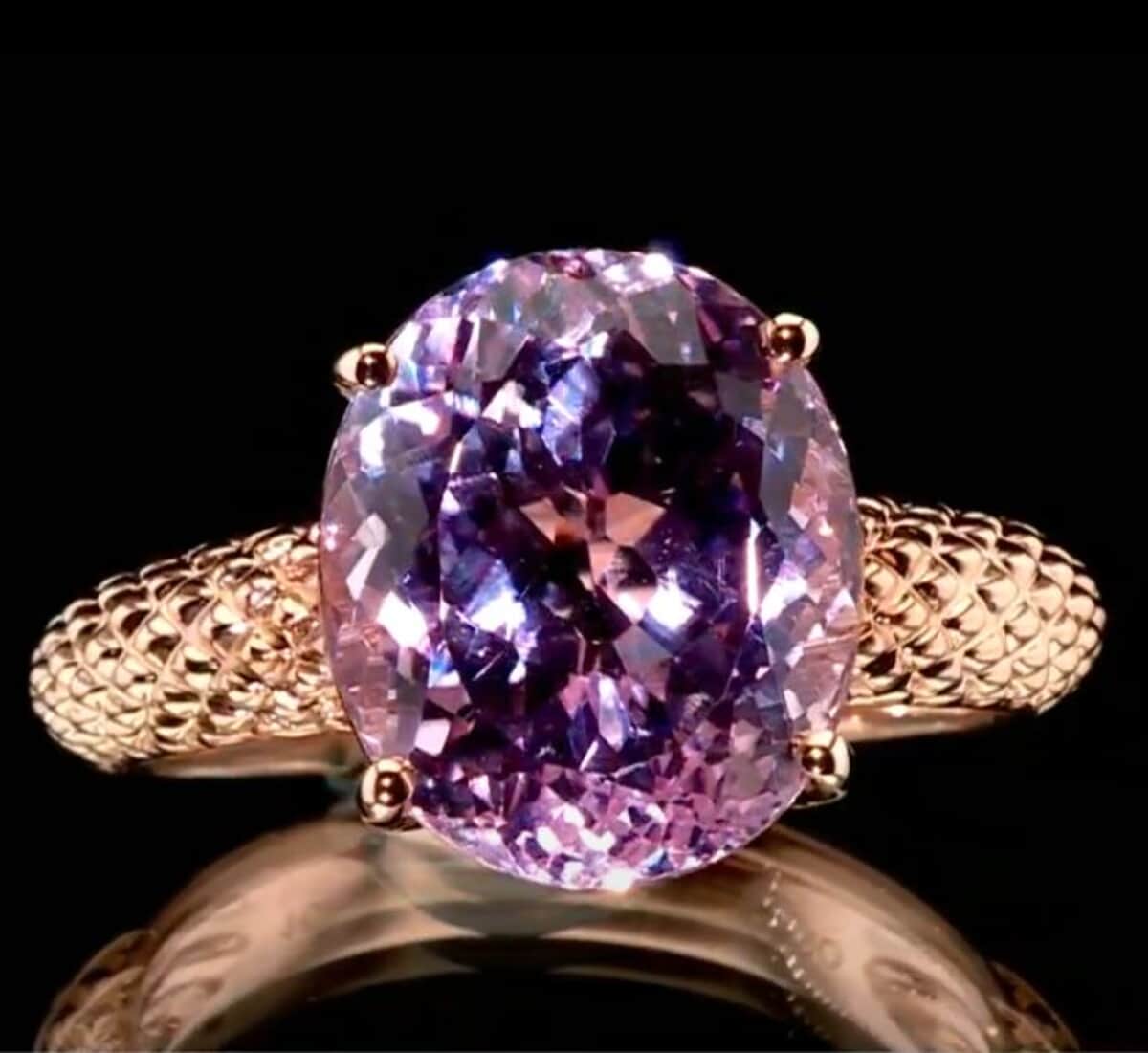 Certified & Appraised Luxoro AAA Martha Rocha Kunzite 10.65 ctw Solitaire Ring in 10K Rose Gold 4.33 Grams image number 0