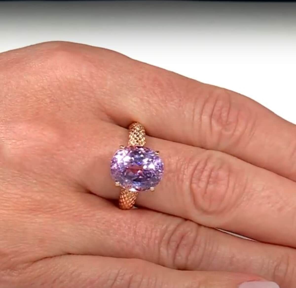 Certified & Appraised Luxoro AAA Martha Rocha Kunzite 10.65 ctw Solitaire Ring in 10K Rose Gold 4.33 Grams image number 3