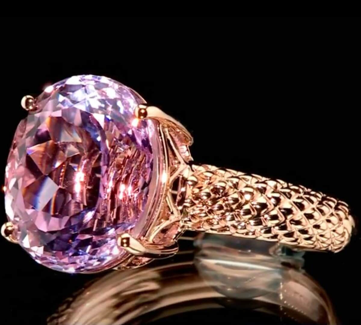 Certified & Appraised Luxoro AAA Martha Rocha Kunzite 10.65 ctw Solitaire Ring in 10K Rose Gold 4.33 Grams image number 4